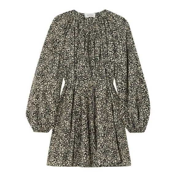 Matteau Printed Black Floral Mini Dress Size 8 - Picture 1 of 4